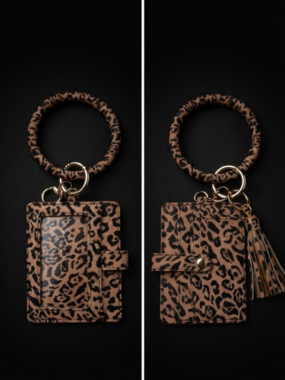 🐆 Leopard Print Keyring O-Ring Wristlet & Card Case Wallet